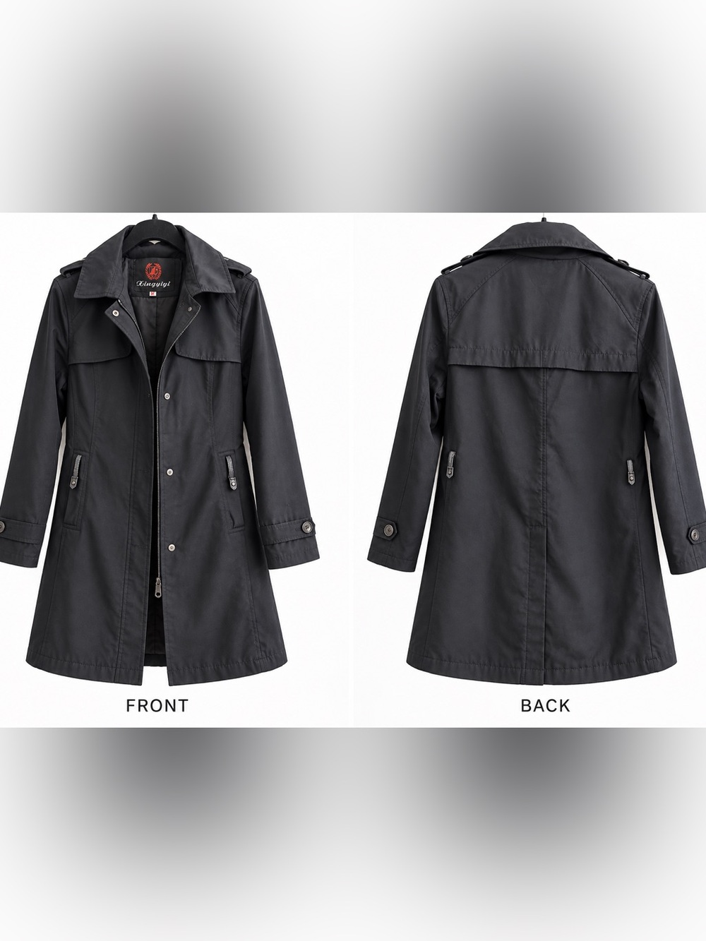 Women’s Black Trench Coat Jacket Size Medium